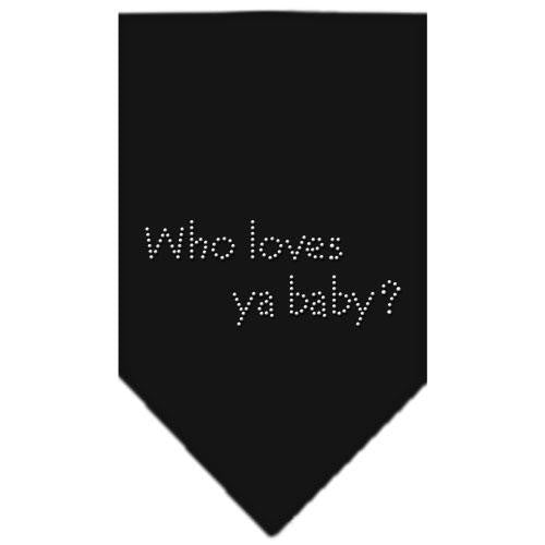 Who Loves Ya Baby Rhinestone Bandana Black Large