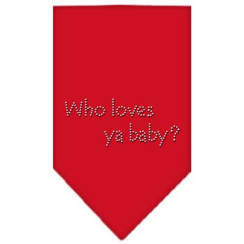 Who Loves Ya Baby Rhinestone Bandana Red Small