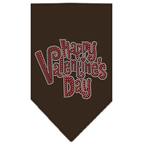 Happy Valentines Day Rhinestone Bandana Brown Large