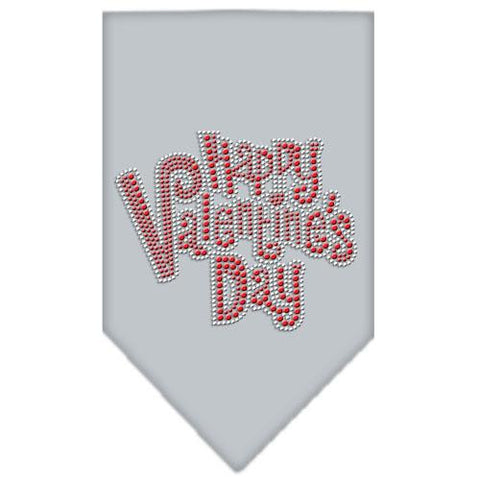 Happy Valentines Day Rhinestone Bandana Grey Large