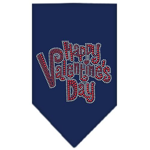 Happy Valentines Day Rhinestone Bandana Navy Blue large