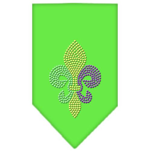 Mardi Gras Fleur De Lis Rhinestone Bandana Lime Green Large