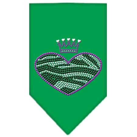 Zebra Heart Rhinestone Bandana Emerald Green Small