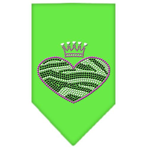 Zebra Heart Rhinestone Bandana Lime Green Small