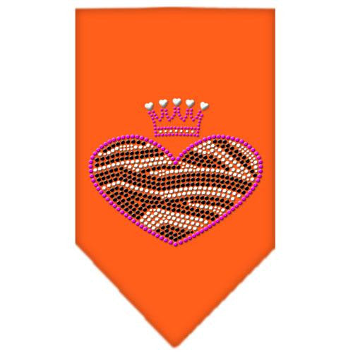 Zebra Heart Rhinestone Bandana Orange Small