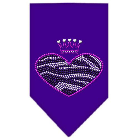 Zebra Heart Rhinestone Bandana Purple Small