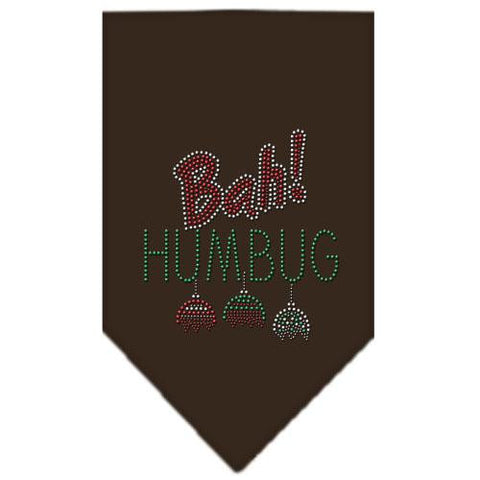 Bah Humbug Rhinestone Bandana Brown Large