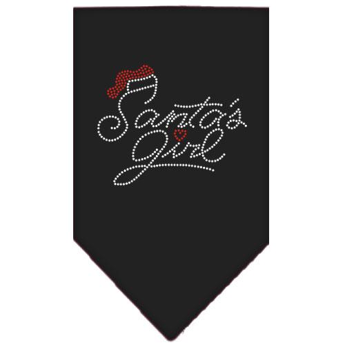 Santa's Girl Rhinestone Bandana Black Large