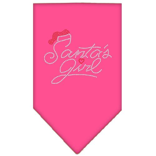 Santa's Girl Rhinestone Bandana Bright Pink Large