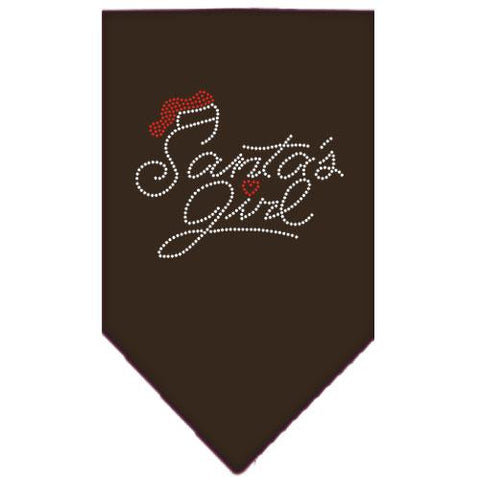 Santa's Girl Rhinestone Bandana Brown Large