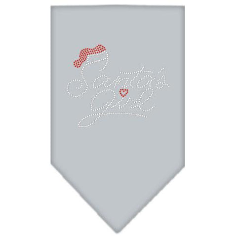 Santa's Girl Rhinestone Bandana Grey Small