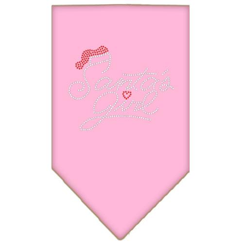 Santa's Girl Rhinestone Bandana Light Pink Small