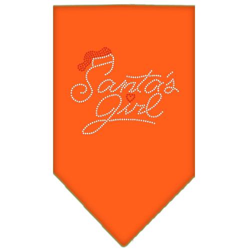 Santa's Girl Rhinestone Bandana Orange Small