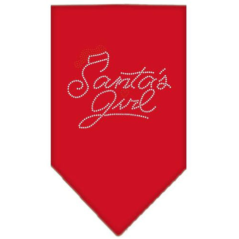 Santa's Girl Rhinestone Bandana Red Small