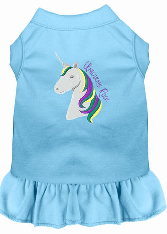 Unicorns Rock Embroidered Dog Dress Baby Blue Lg (14)