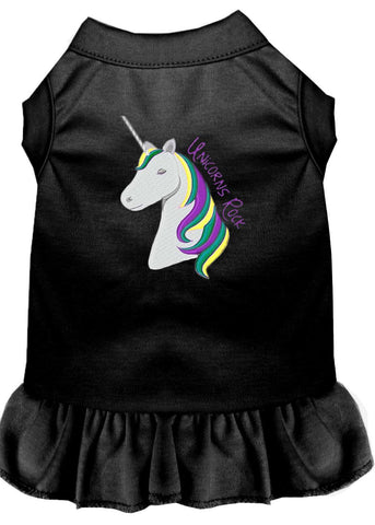 Unicorns Rock Embroidered Dog Dress Black Xs (8)