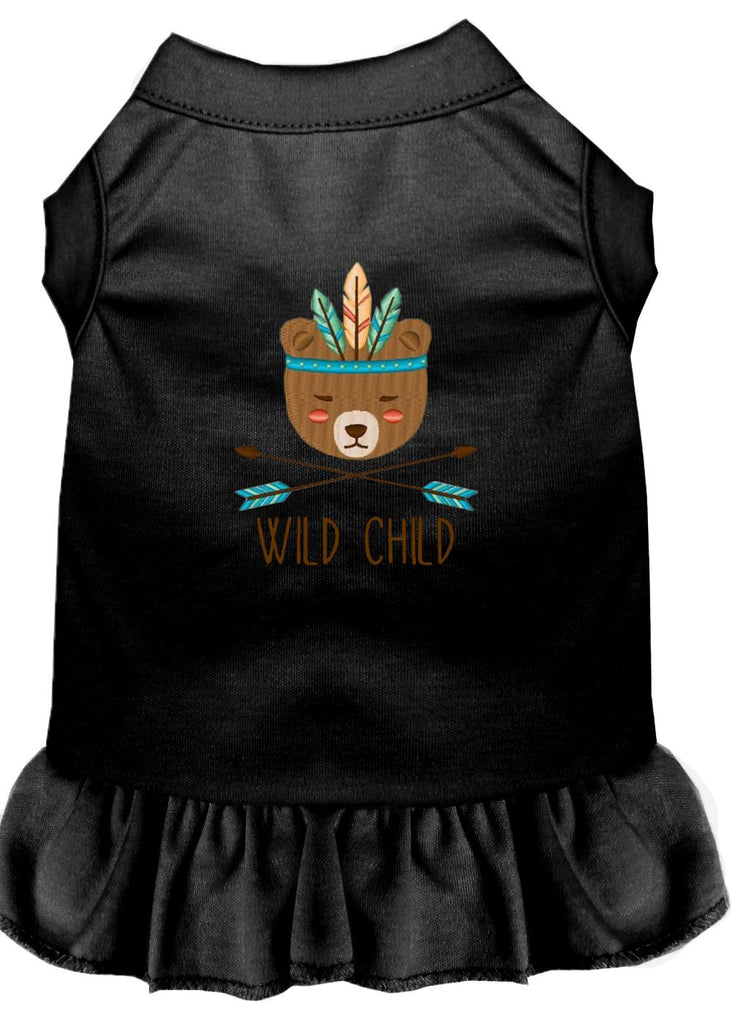 Wild Child Embroidered Dog Dress Black Lg (14)