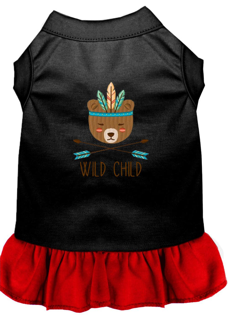 Wild Child Embroidered Dog Dress Black With Red Lg (14)