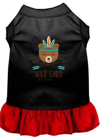 Wild Child Embroidered Dog Dress Black With Red Med (12)