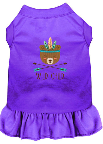 Wild Child Embroidered Dog Dress Purple Med (12)