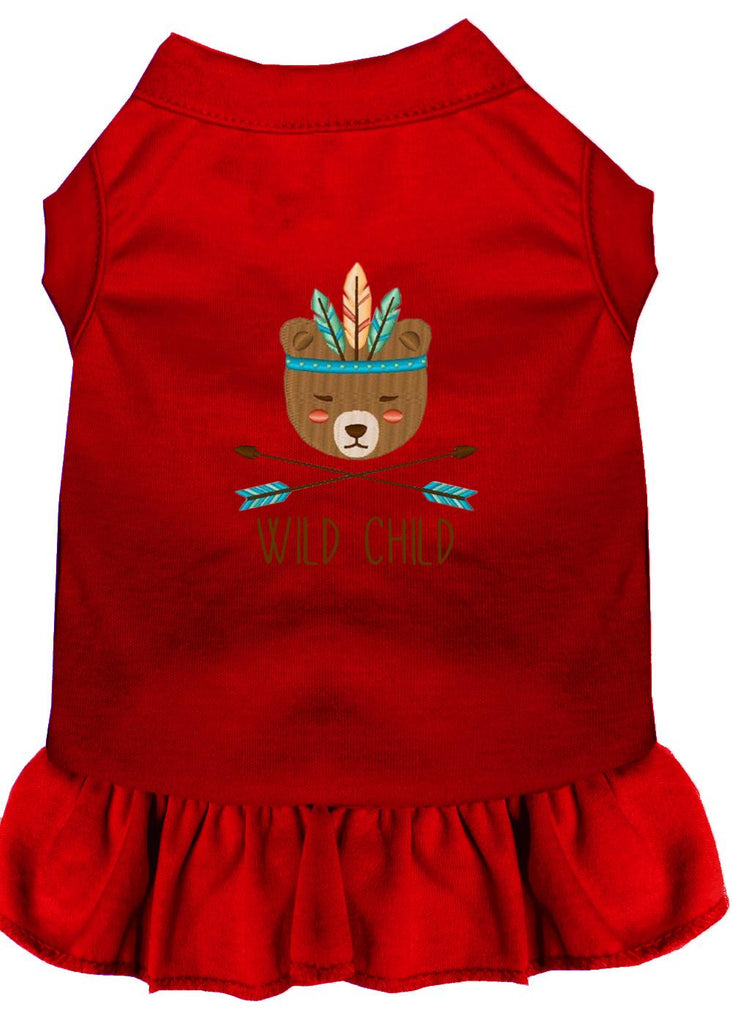 Wild Child Embroidered Dog Dress Red Lg (14)