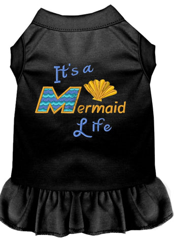 Mermaid Life Embroidered Dog Dress Black 4x (22)