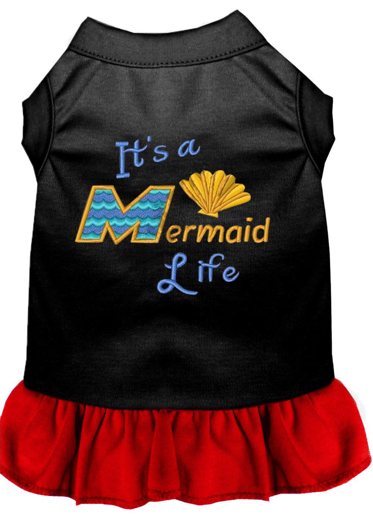 Mermaid Life Embroidered Dog Dress Black With Red Lg (14)