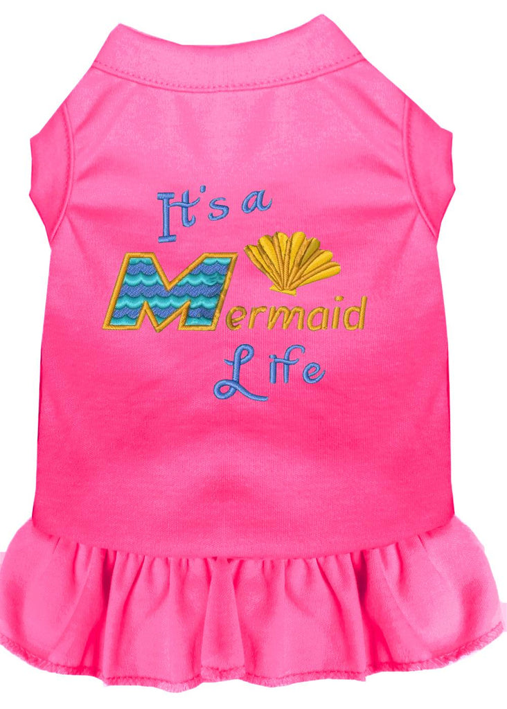 Mermaid Life Embroidered Dog Dress Bright Pink 4x (22)