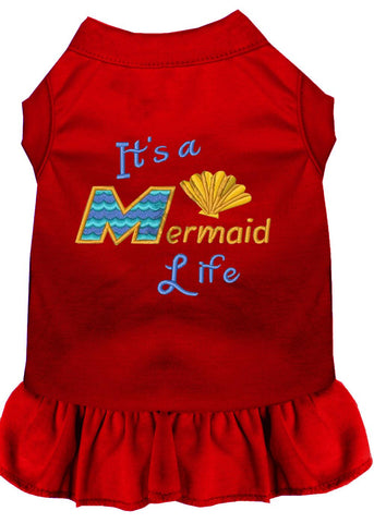 Mermaid Life Embroidered Dog Dress Red 4x (22)