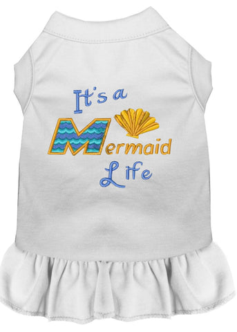 Mermaid Life Embroidered Dog Dress White 4x (22)