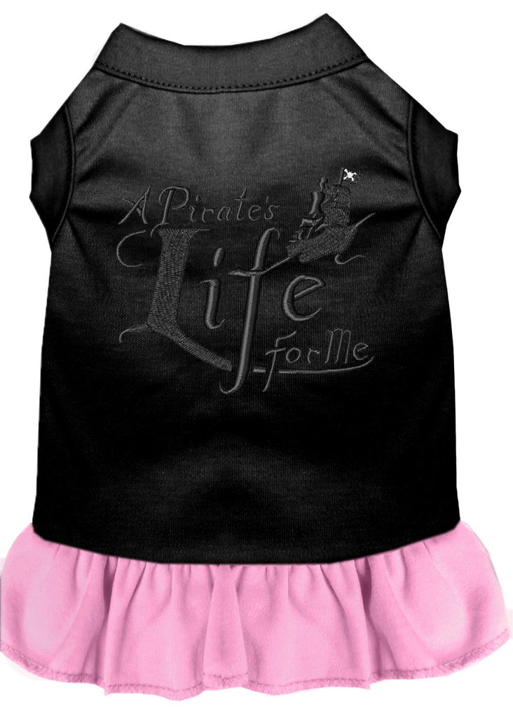 A Pirate's Life Embroidered Dog Dress Black With Light Pink Lg (14)