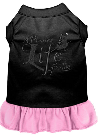 A Pirate's Life Embroidered Dog Dress Black With Light Pink Lg (14)