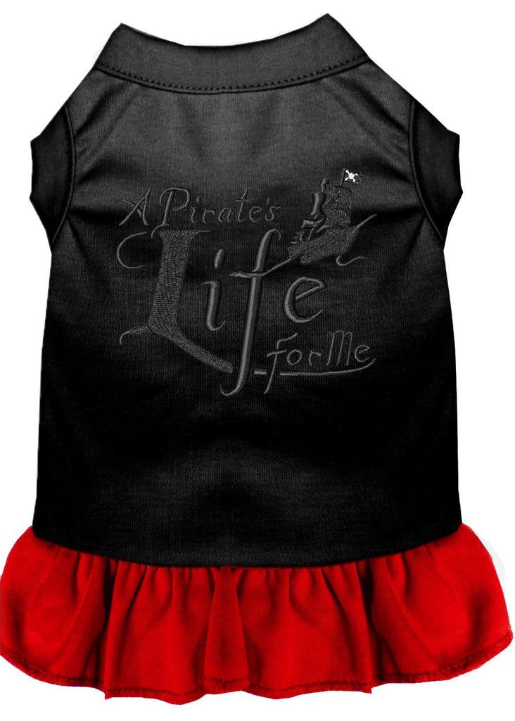 A Pirate's Life Embroidered Dog Dress Black With Red Lg (14)