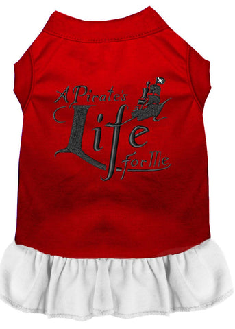 A Pirate's Life Embroidered Dog Dress Red With White Lg (14)