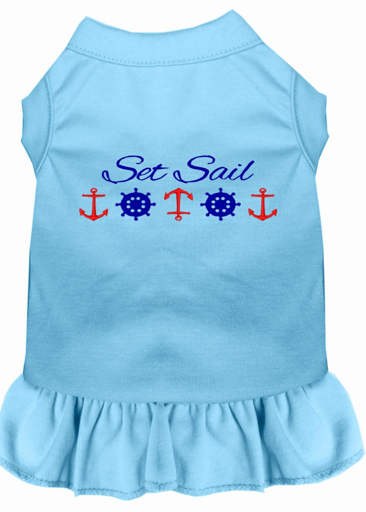 Set Sail Embroidered Dog Dress Baby Blue 4x (22)