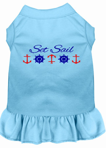 Set Sail Embroidered Dog Dress Baby Blue 4x (22)