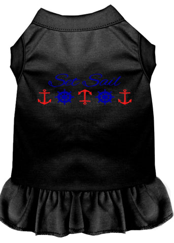 Set Sail Embroidered Dog Dress Black Lg (14)