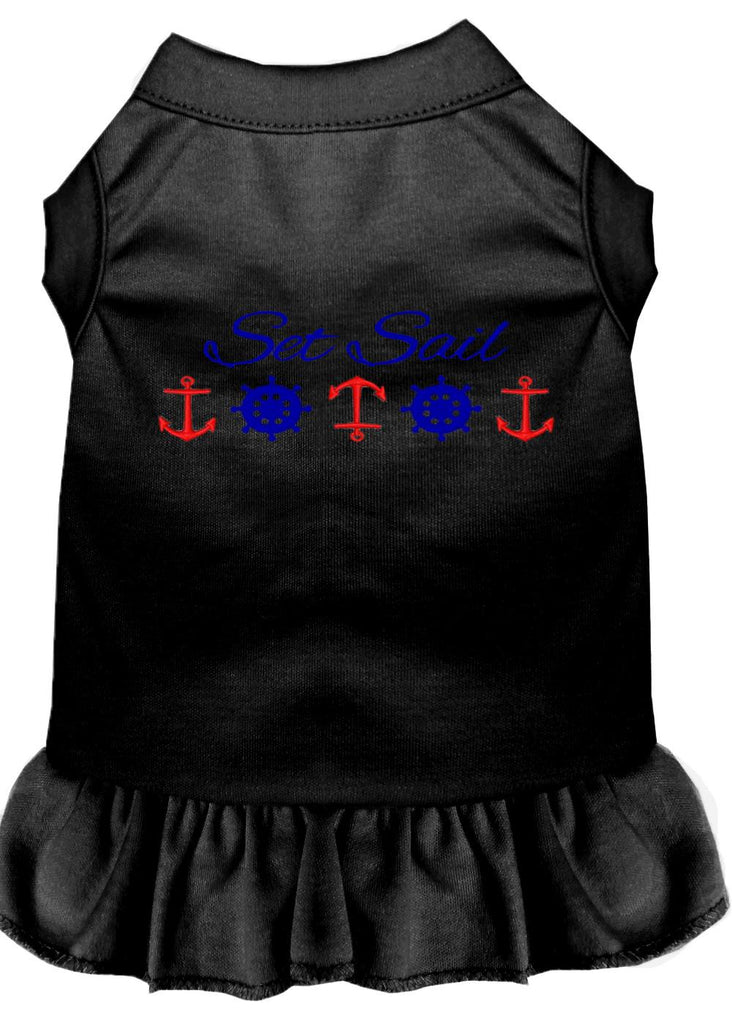 Set Sail Embroidered Dog Dress Black Sm (10)