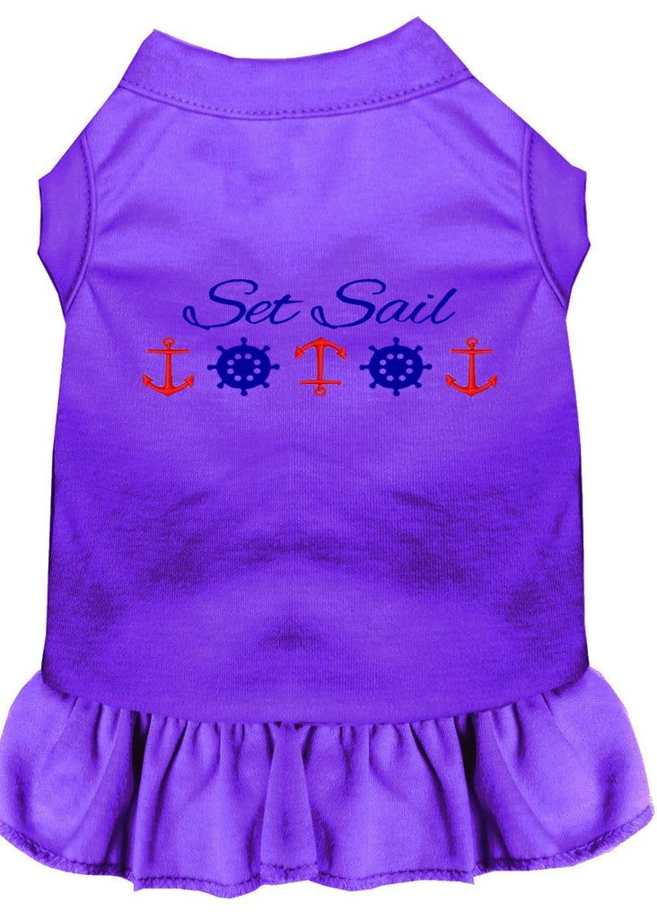 Set Sail Embroidered Dog Dress Purple 4x (22)