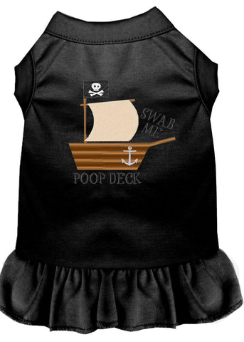 Poop Deck Embroidered Dog Dress Black 4x (22)