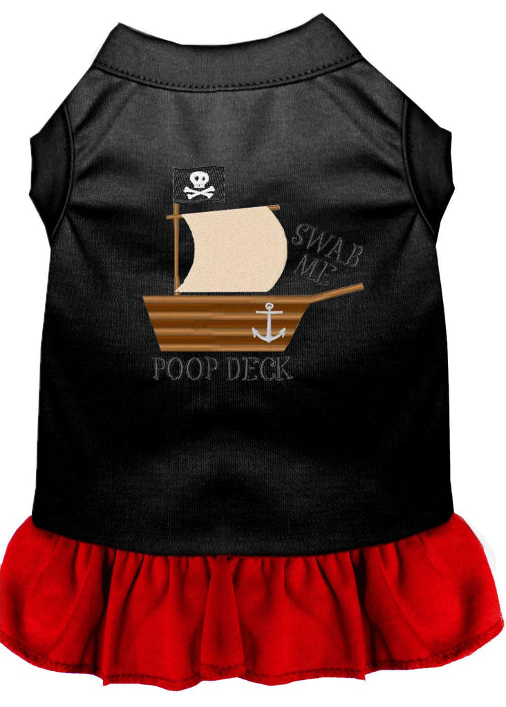 Poop Deck Embroidered Dog Dress Black With Red Lg (14)