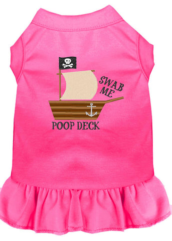 Poop Deck Embroidered Dog Dress Bright Pink 4x (22)