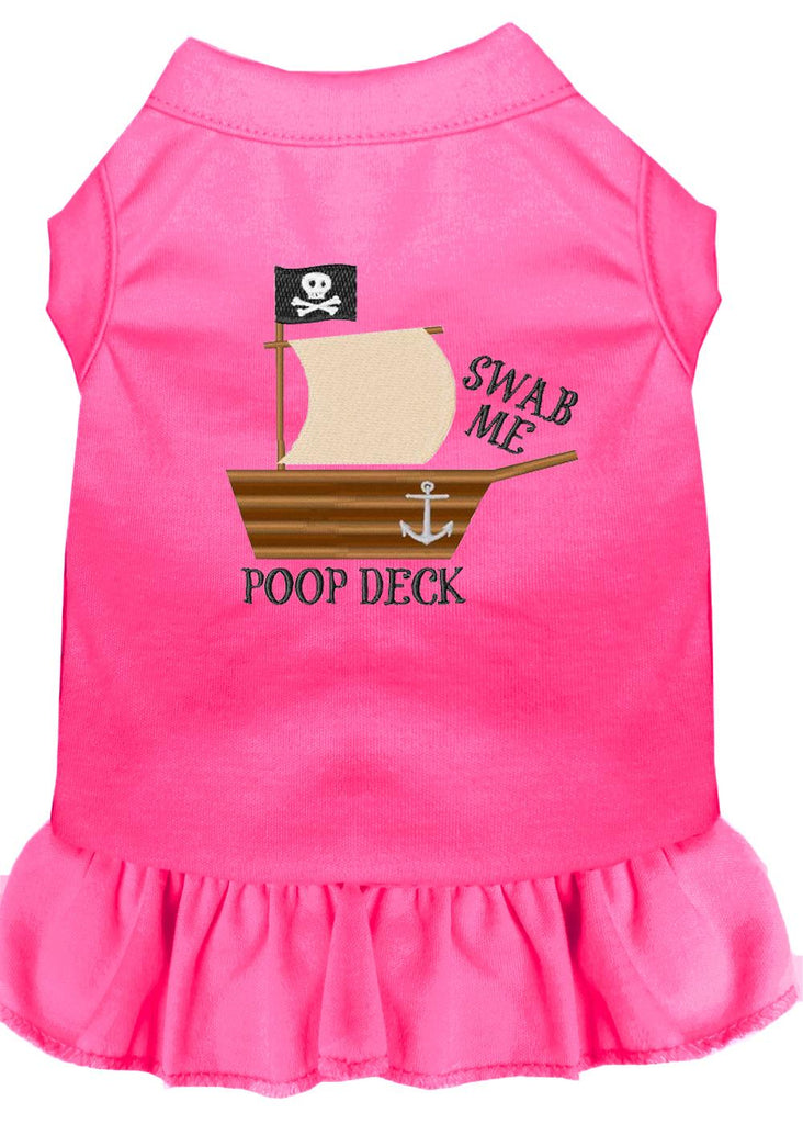 Poop Deck Embroidered Dog Dress Bright Pink Lg (14)