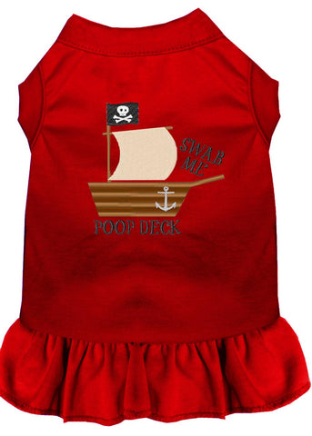 Poop Deck Embroidered Dog Dress Red Lg (14)