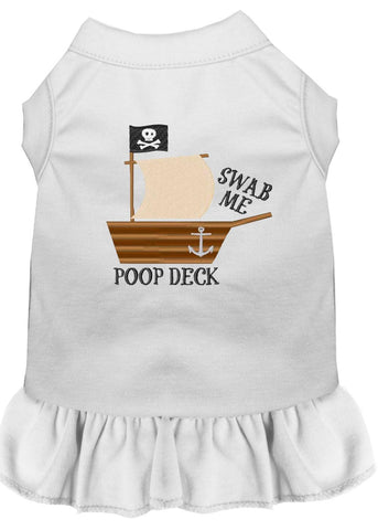 Poop Deck Embroidered Dog Dress White Med (12)