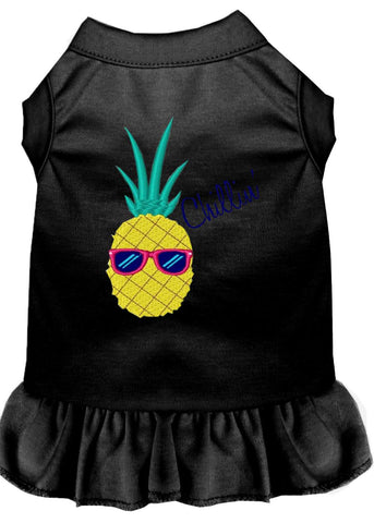 Pineapple Chillin Embroidered Dog Dress Black 4x (22)