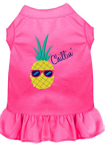 Pineapple Chillin Embroidered Dog Dress Bright Pink 4x (22)