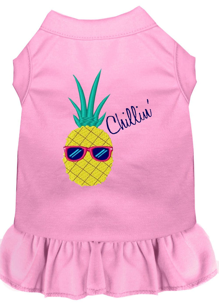 Pineapple Chillin Embroidered Dog Dress Light Pink 4x (22)