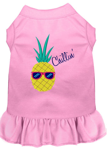 Pineapple Chillin Embroidered Dog Dress Light Pink 4x (22)