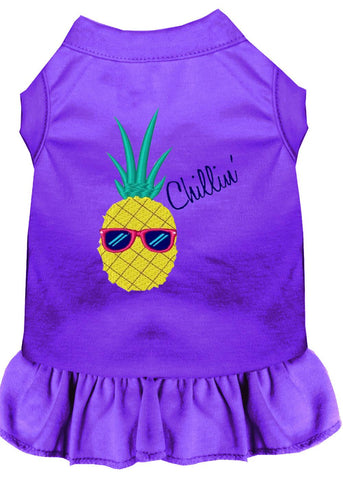 Pineapple Chillin Embroidered Dog Dress Purple 4x (22)